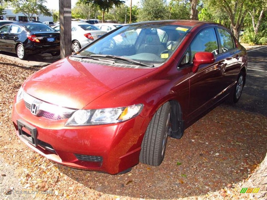 2010 Civic LX Sedan - Tango Red Pearl / Beige photo #4