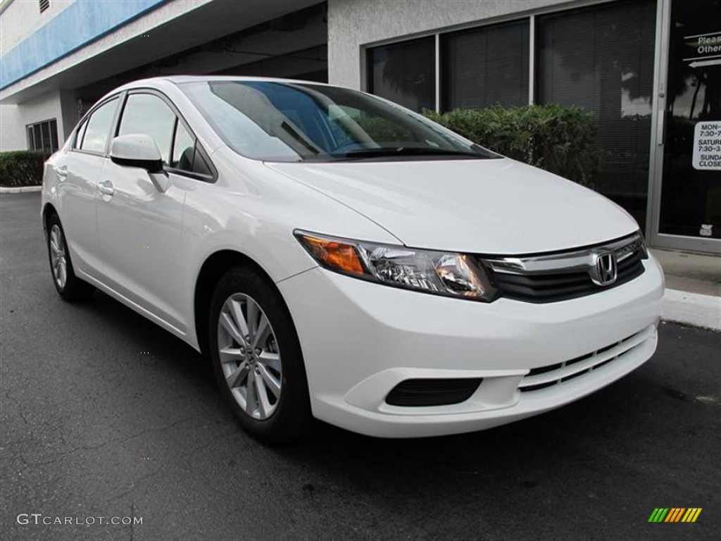 2012 Civic EX Sedan - Taffeta White / Stone photo #1