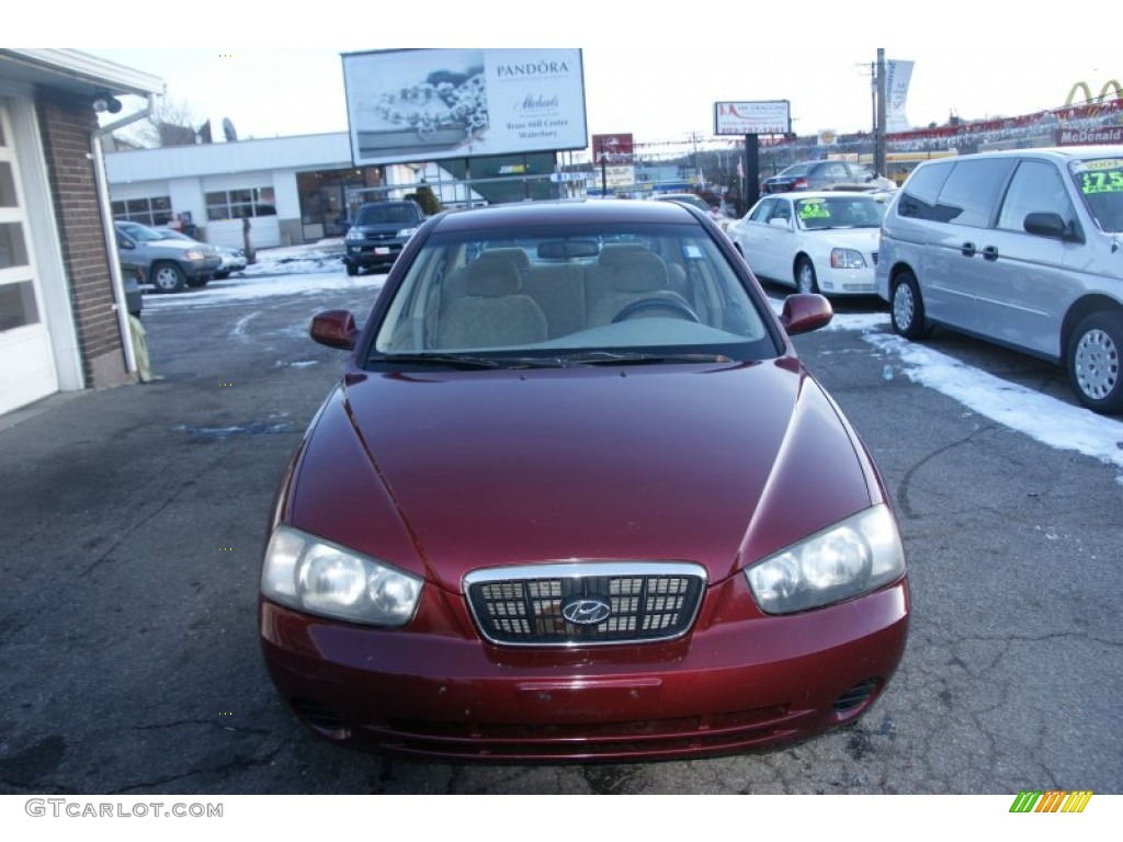 2001 Elantra GLS - Cranberry / Beige photo #2