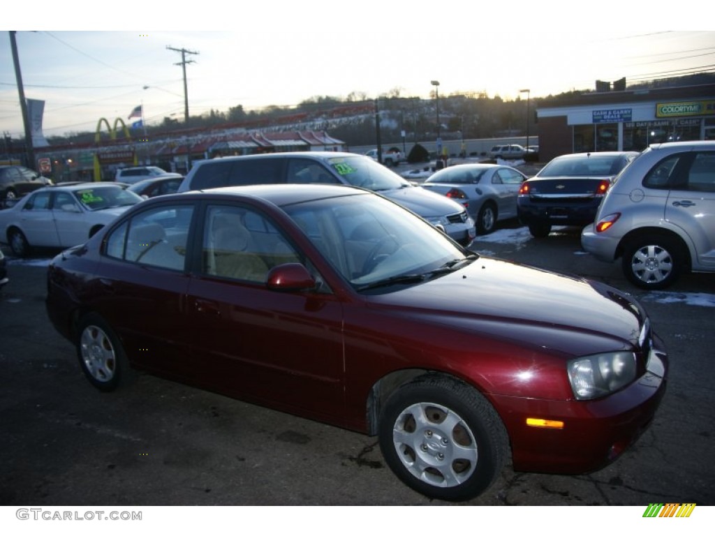 2001 Elantra GLS - Cranberry / Beige photo #3