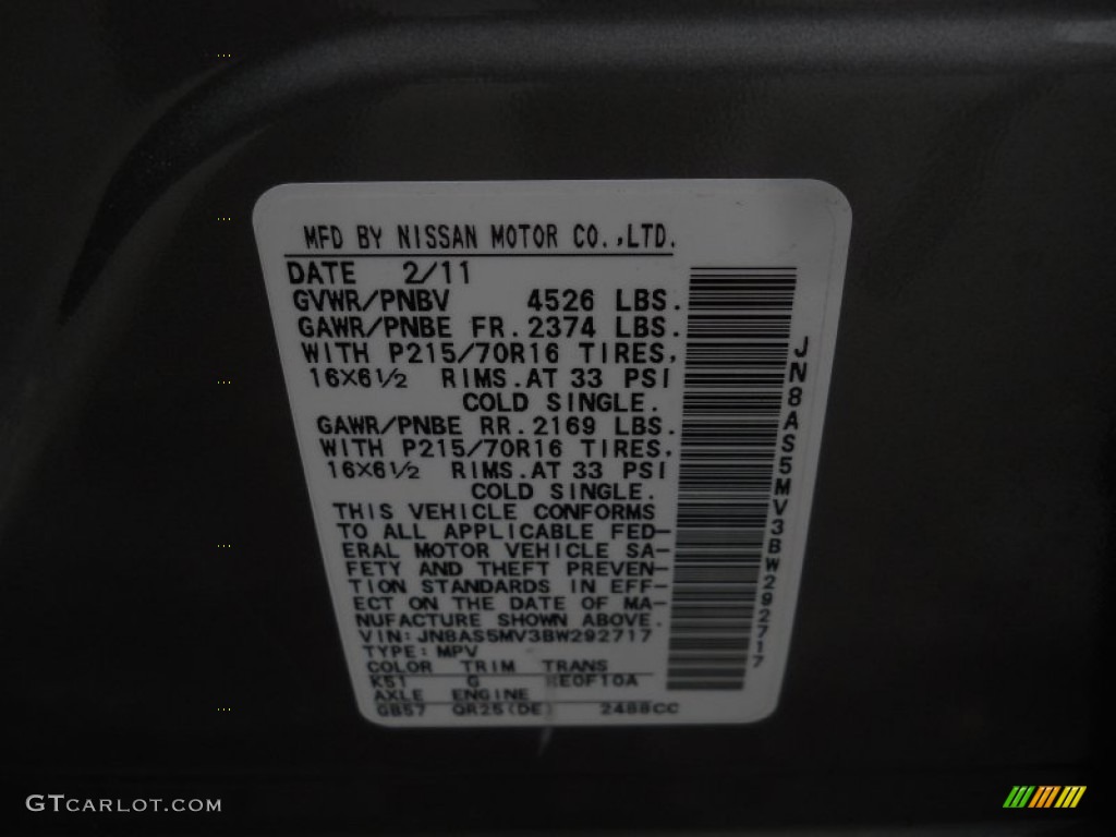 2011 Rogue S AWD - Gotham Gray Metallic / Black photo #21