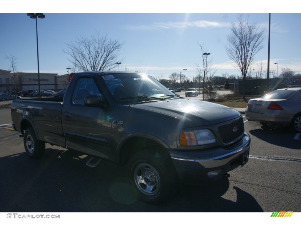 2002 F150 XL Regular Cab 4x4 - Dark Shadow Grey Metallic / Medium Graphite photo #3