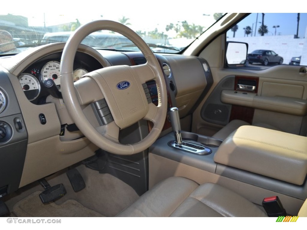 2005 F150 Lariat SuperCrew - Aspen Green Metallic / Tan photo #4