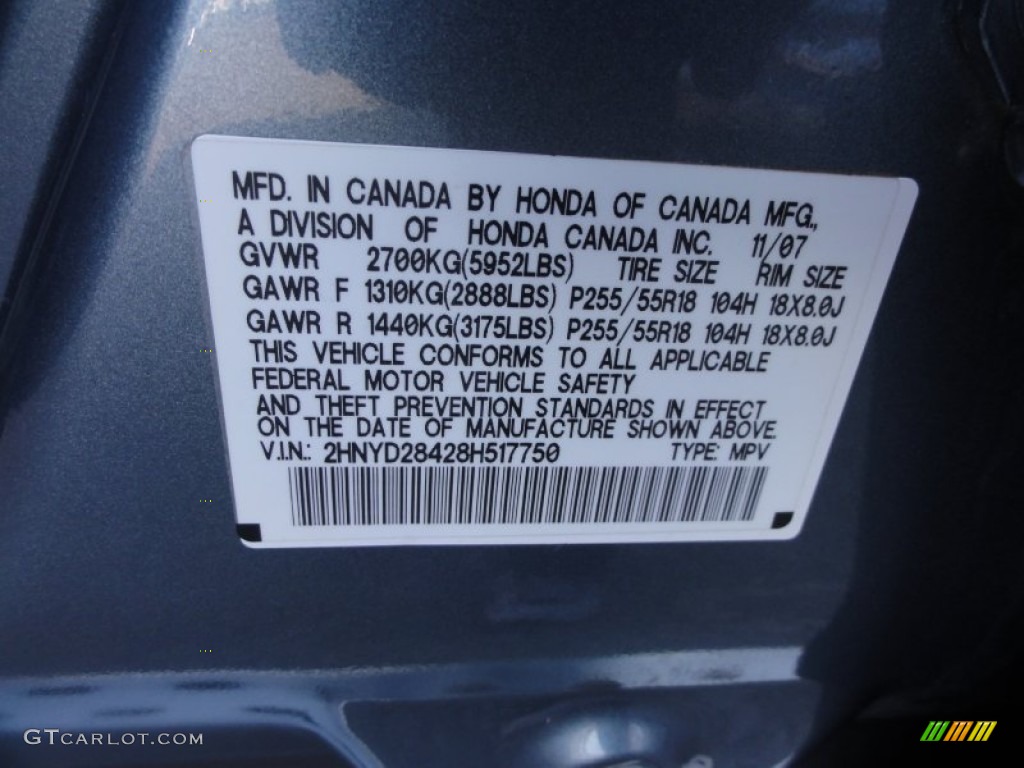 2008 Acura MDX Technology Info Tag Photos