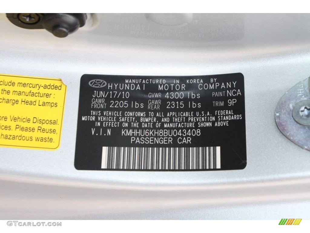 2011 Hyundai Genesis Coupe 3.8 Grand Touring Color Code Photos