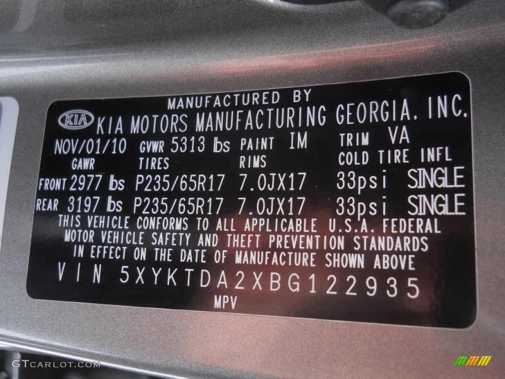 2011 Sorento LX V6 AWD - Titanium Silver / Black photo #23
