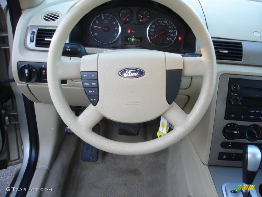 2006 Ford Five Hundred SE AWD Pebble Beige Steering Wheel Photo #59939574