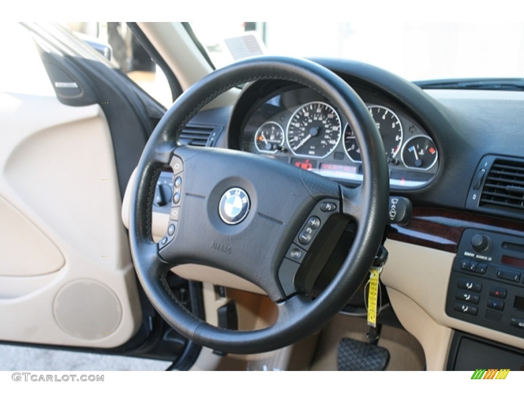 2005 BMW 3 Series 330xi Sedan Sand Steering Wheel Photo #59943680
