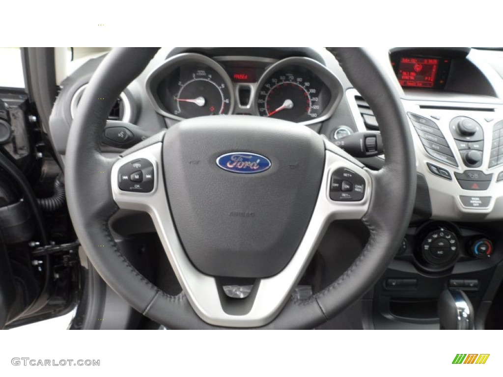 2012 Ford Fiesta SES Hatchback Charcoal Black Steering Wheel Photo #59946986