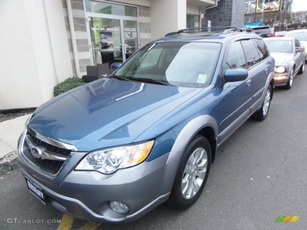 2009 Outback 2.5i Limited Wagon - Newport Blue Pearl / Off Black photo #1