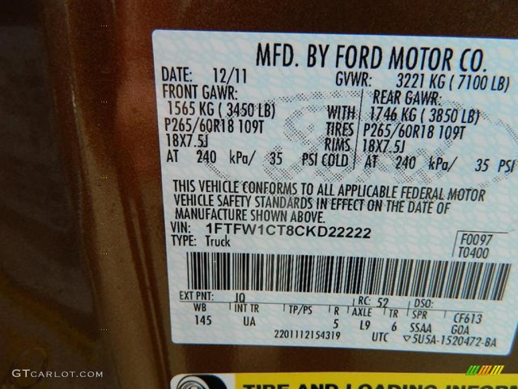 2012 F150 XLT SuperCrew - Golden Bronze Metallic / Pale Adobe photo #15