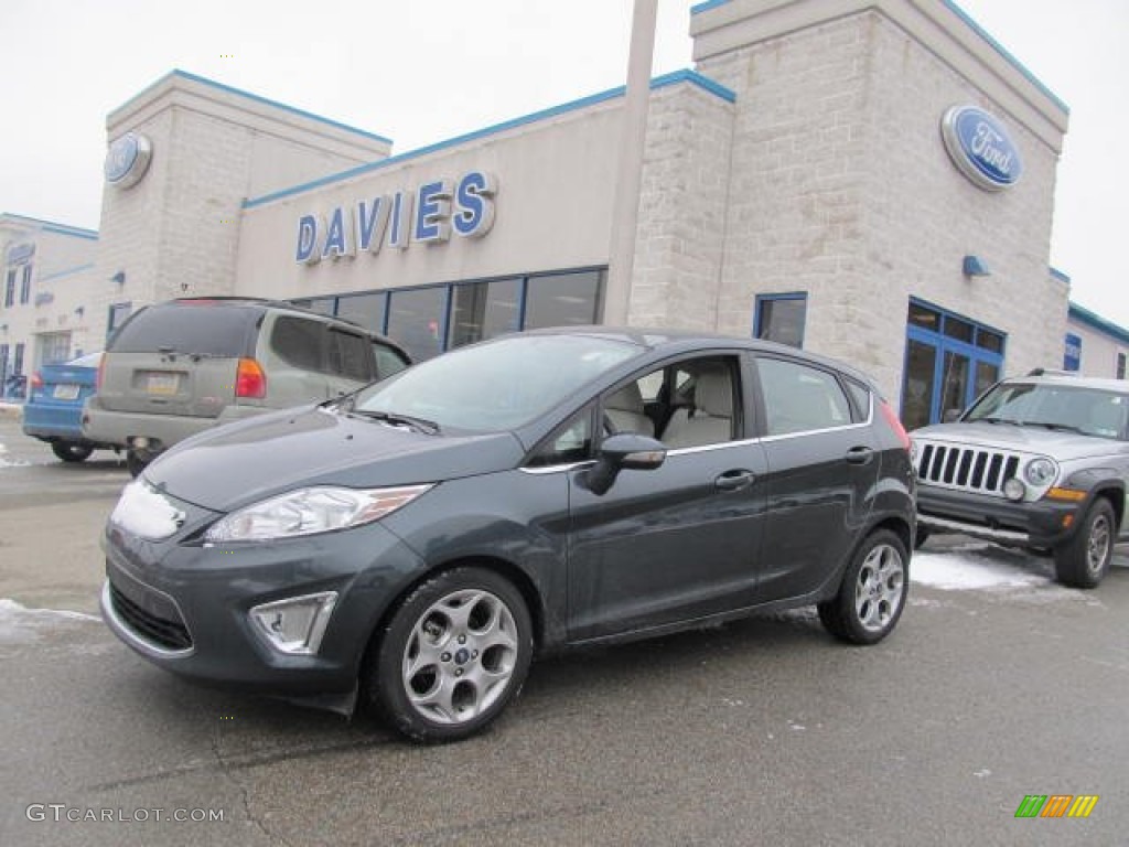 2011 Fiesta SES Hatchback - Monterey Grey Metallic / Cashmere/Charcoal Black Leather photo #1