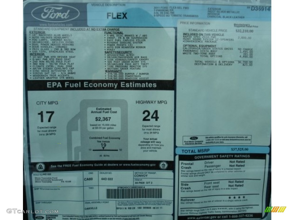 2011 Ford Flex SEL Window Sticker Photo #59967329