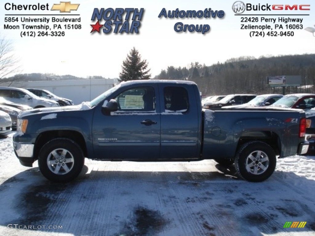 2012 Sierra 1500 SLE Extended Cab 4x4 - Stealth Gray Metallic / Ebony photo #1