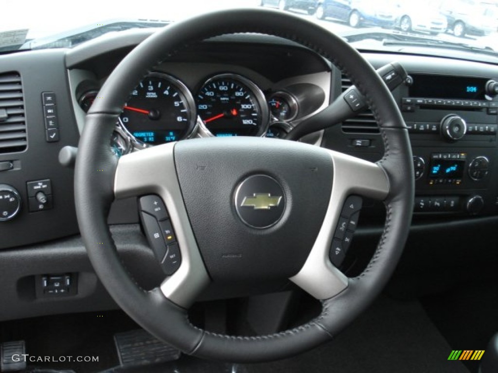 2012 Chevrolet Silverado 2500HD LT Crew Cab 4x4 Ebony Steering Wheel Photo #59974399