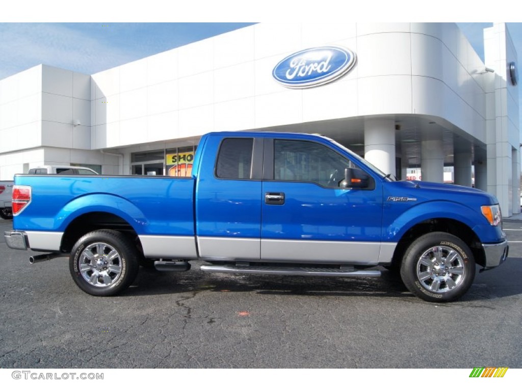 2010 F150 XLT SuperCab - Blue Flame Metallic / Medium Stone photo #2