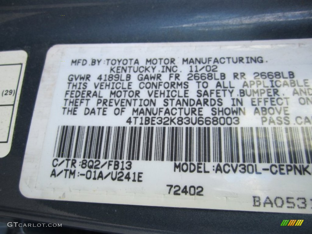 2003 Camry LE - Catalina Blue Metallic / Stone photo #14