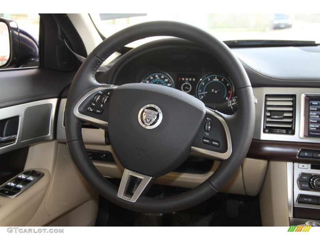 2012 Jaguar XF Standard XF Model Barley/Warm Charcoal Steering Wheel Photo #59983350