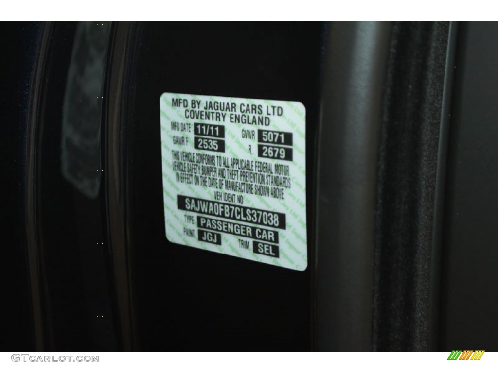 2012 XF Color Code JGJ for Azurite Blue Metallic Photo #59983443