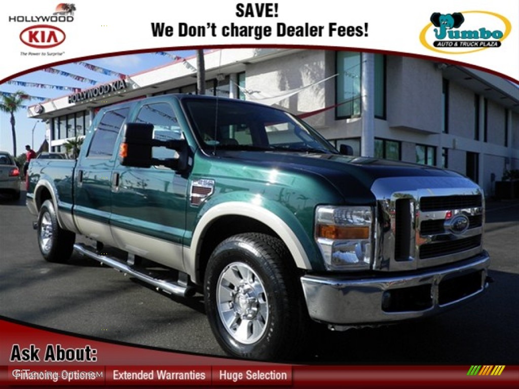 2008 F250 Super Duty Lariat Crew Cab - Forest Green Metallic / Camel photo #1