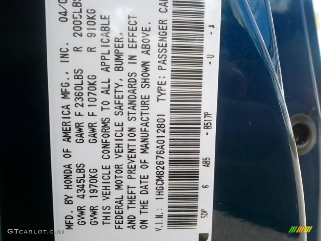 2006 Accord EX V6 Coupe - Sapphire Blue Pearl / Ivory photo #31