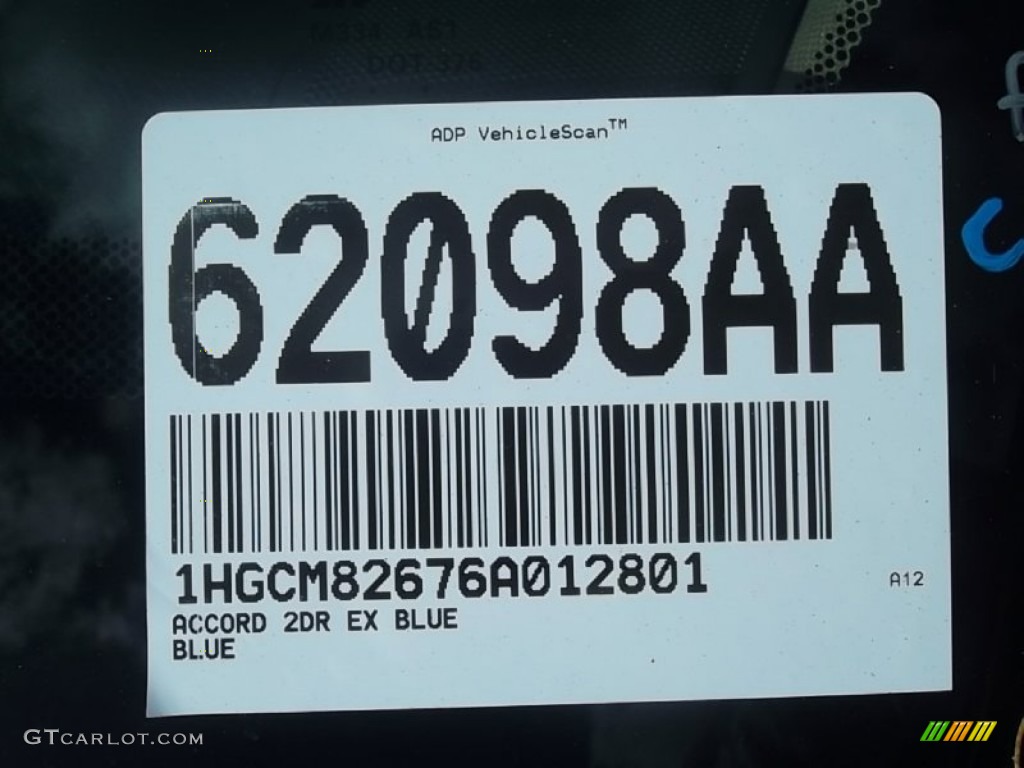 2006 Accord EX V6 Coupe - Sapphire Blue Pearl / Ivory photo #32