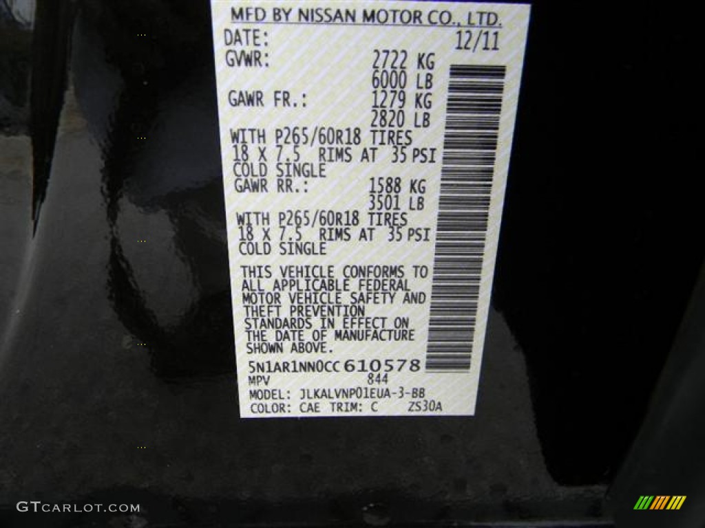 2012 Nissan Pathfinder LE Parts Photos