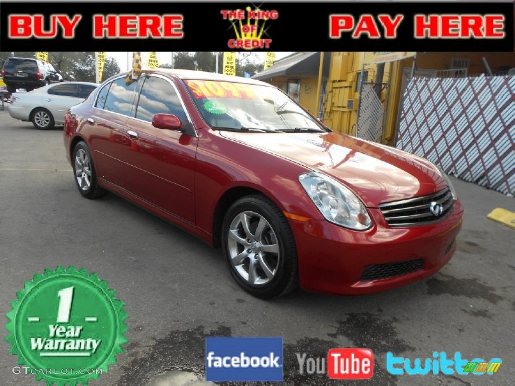 2006 G 35 Sedan - Garnet Fire Red Metallic / Stone photo #1