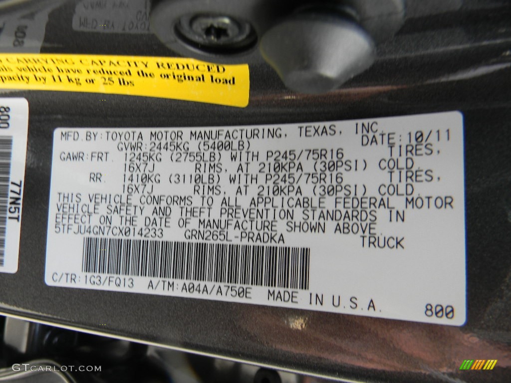 2012 Tacoma V6 SR5 Prerunner Double Cab - Magnetic Gray Mica / Graphite photo #13