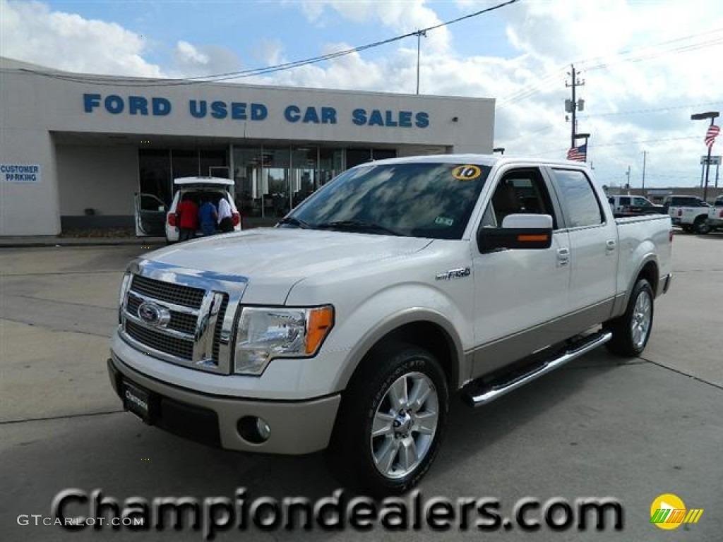 2010 F150 Lariat SuperCrew - White Platinum Metallic Tri Coat / Medium Stone photo #1