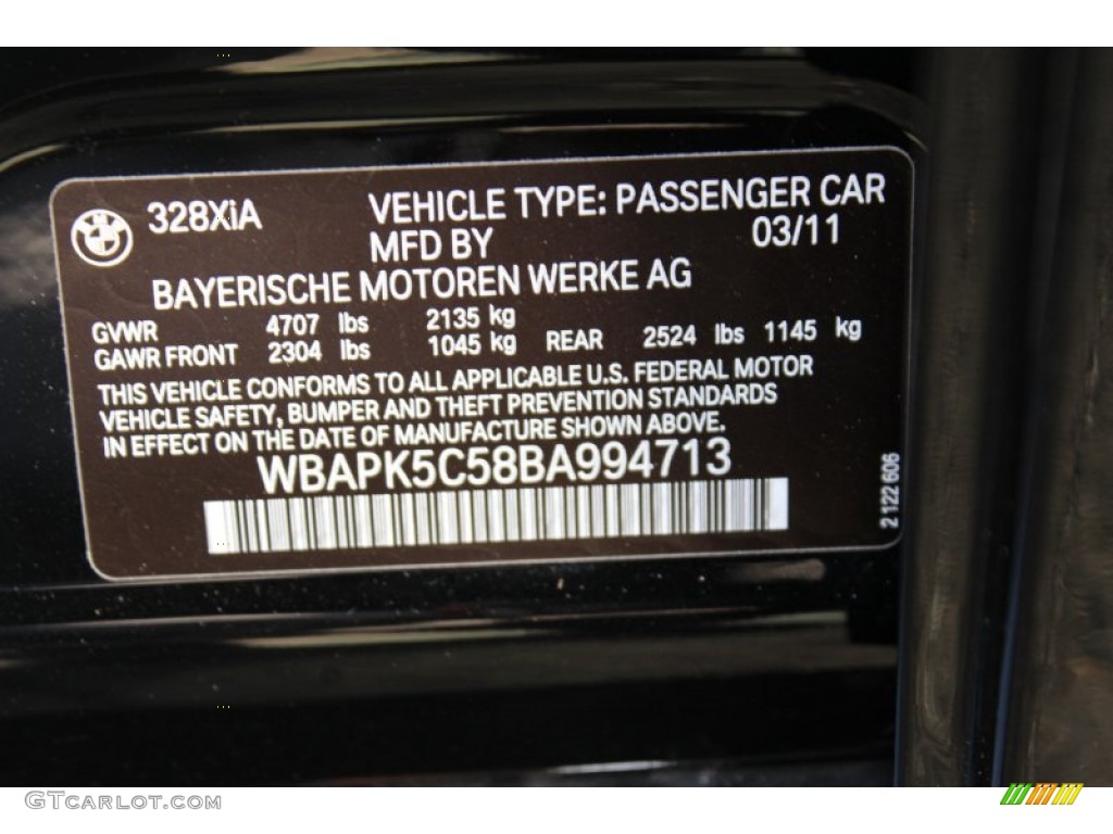 2011 3 Series 328i xDrive Sedan - Jet Black / Black photo #33