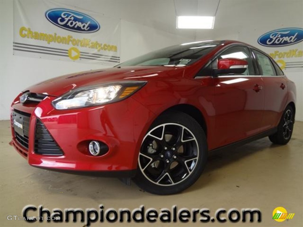 2012 Focus Titanium Sedan - Red Candy Metallic / Charcoal Black Leather photo #1