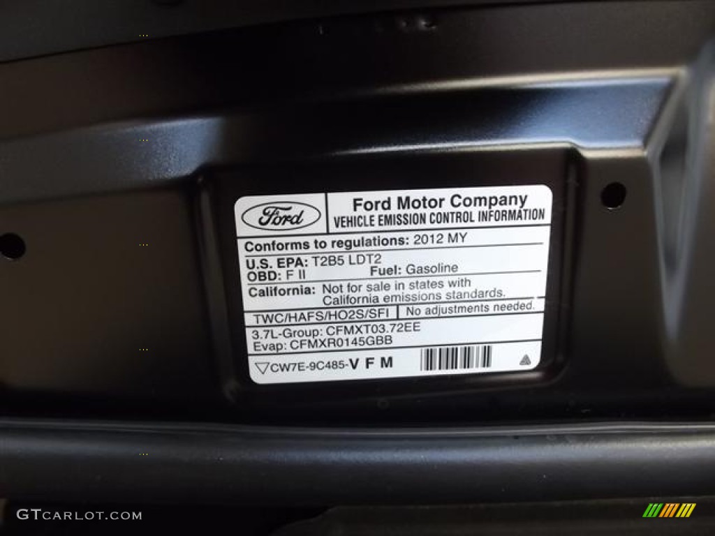 2012 Ford Edge Sport Info Tag Photo #60006020