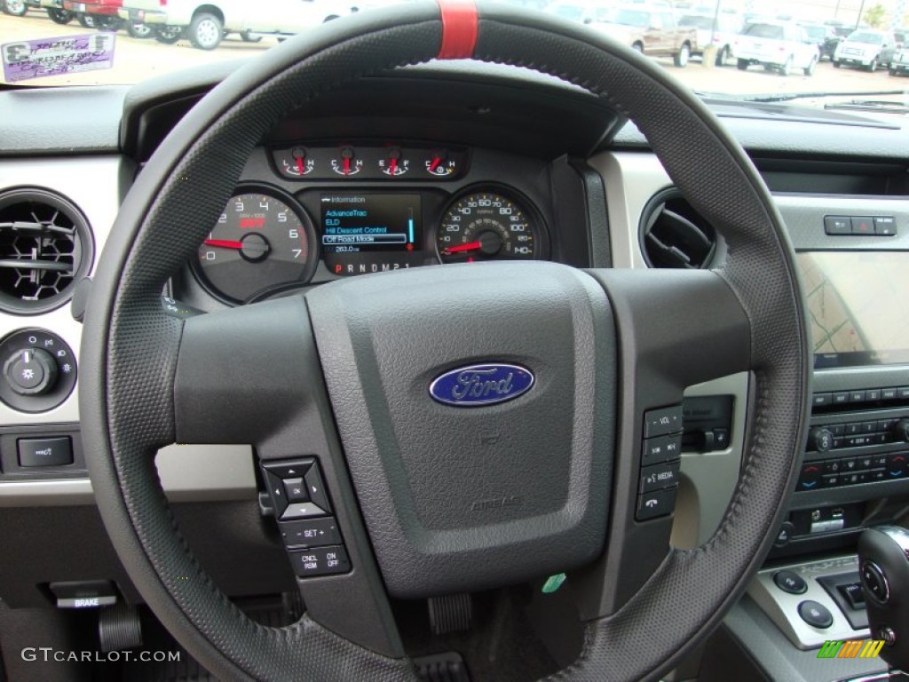 2011 Ford F150 SVT Raptor SuperCrew 4x4 Raptor Black Steering Wheel Photo #60006665