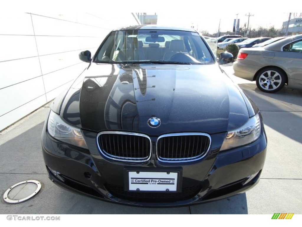 2009 3 Series 328xi Sedan - Black Sapphire Metallic / Beige photo #2