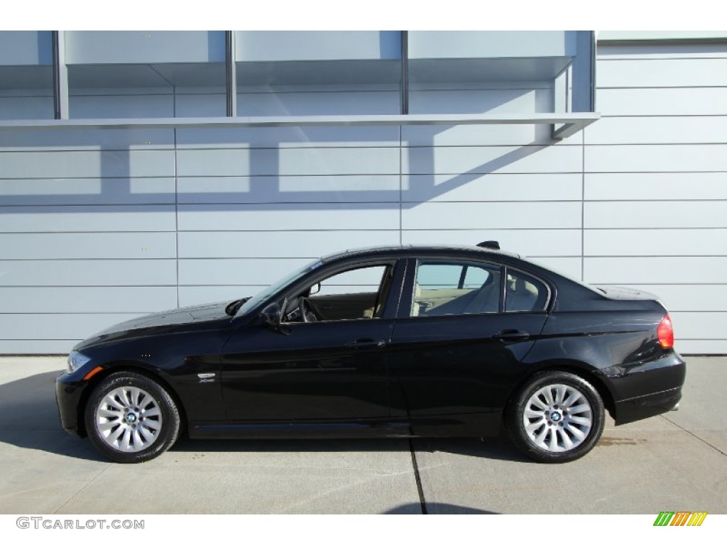 2009 3 Series 328xi Sedan - Black Sapphire Metallic / Beige photo #3