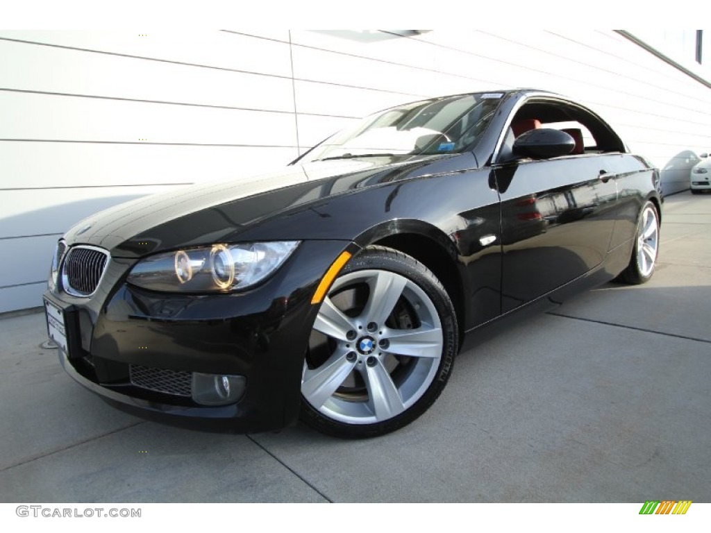 2009 3 Series 335i Convertible - Jet Black / Coral Red/Black Dakota Leather photo #1