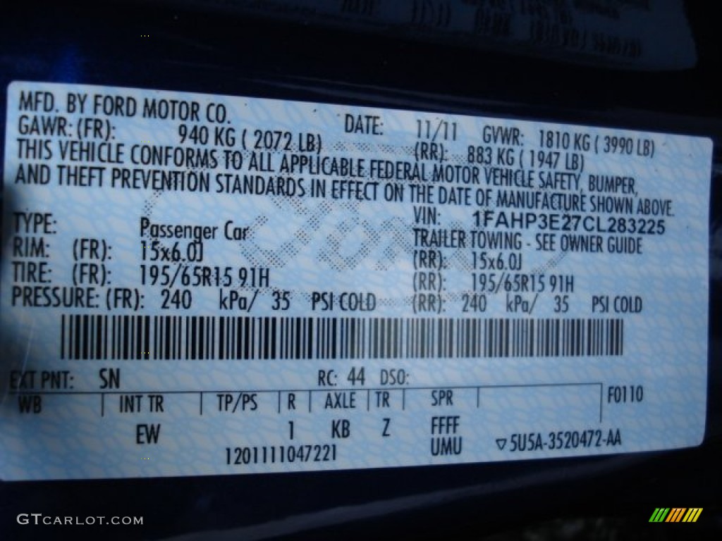 2012 Focus S Sedan - Sonic Blue Metallic / Charcoal Black photo #18