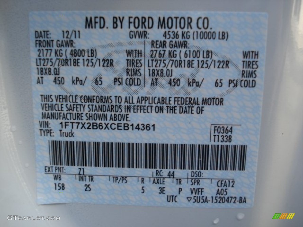 Z1 2012 Ford F250 Super Duty XLT SuperCab 4x4 Parts
