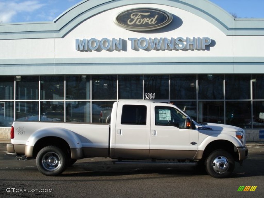 2012 F350 Super Duty King Ranch Crew Cab 4x4 Dually - White Platinum Metallic Tri-Coat / Chaparral Leather photo #1