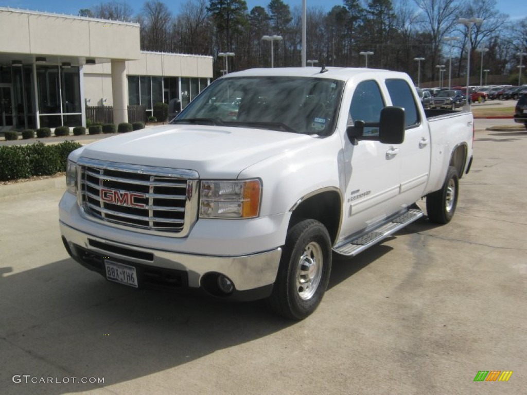 2008 Sierra 2500HD SLT Crew Cab 4x4 - Summit White / Very Dark Cashmere/Light Cashmere photo #1