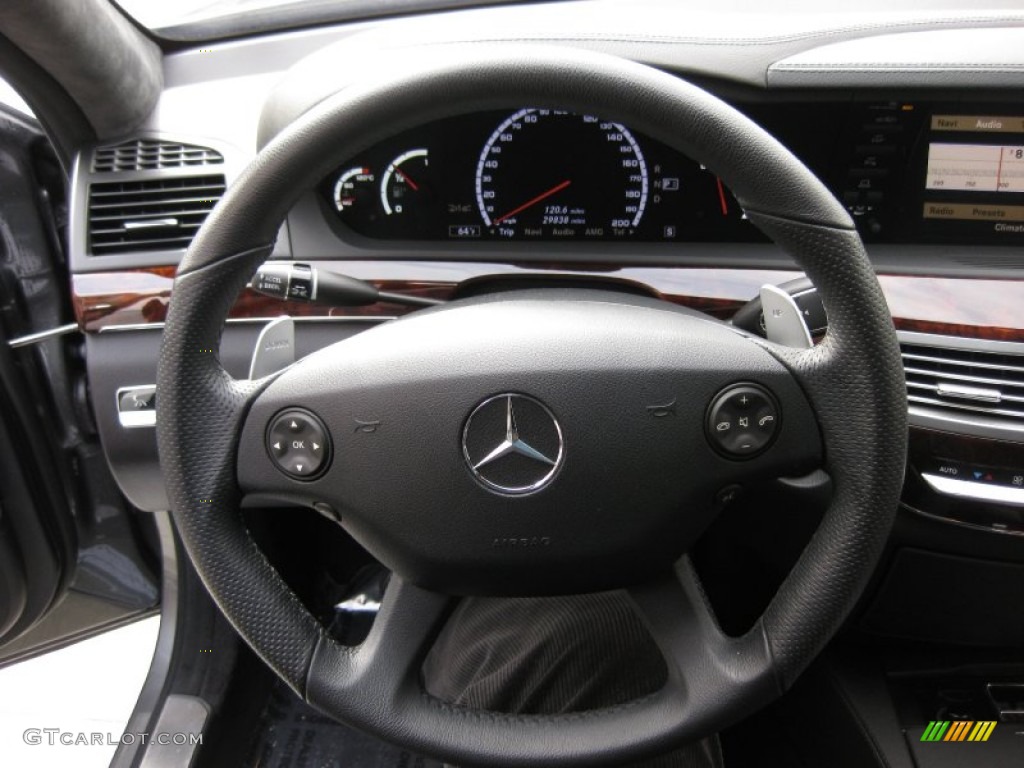 2009 Mercedes-Benz S 63 AMG Sedan Black Steering Wheel Photo #60018971