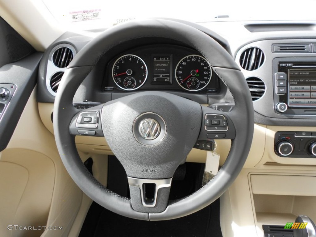 2012 Volkswagen Tiguan SE 4Motion Beige Steering Wheel Photo #60019577