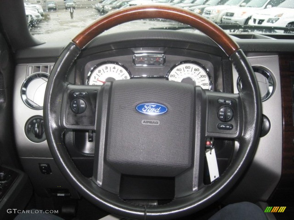 2009 Ford Expedition EL Limited 4x4 Charcoal Black Leather/Caramel Brown Steering Wheel Photo #60025427