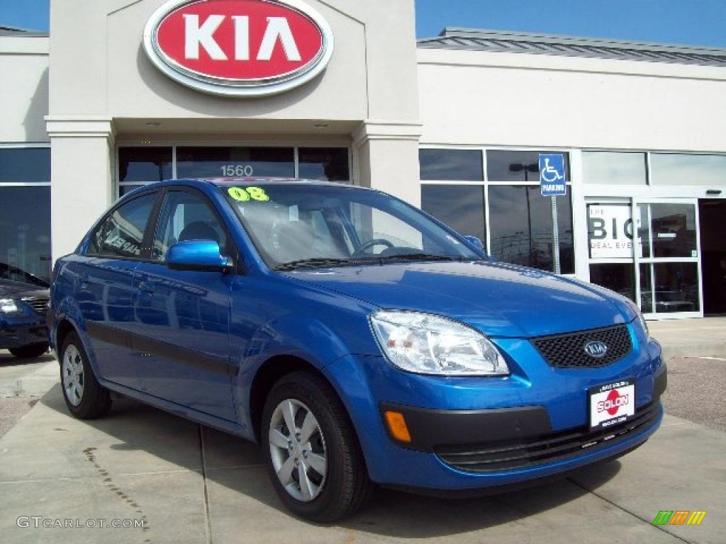 2008 Rio LX Sedan - Sapphire Blue / Gray photo #6