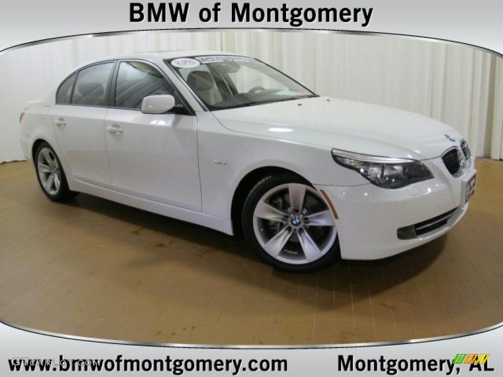 2008 5 Series 528i Sedan - Alpine White / Beige photo #1