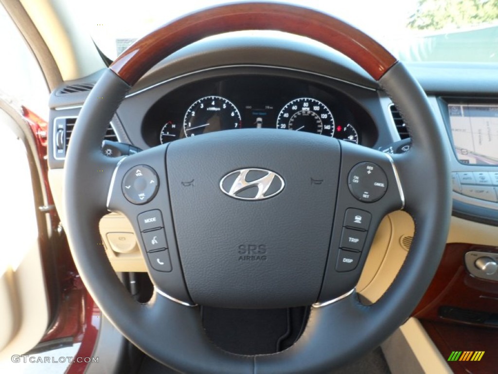 2012 Hyundai Genesis 4.6 Sedan Cashmere Steering Wheel Photo #60036212