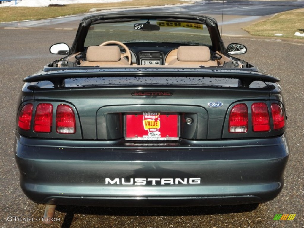 1998 Mustang V6 Coupe - Dark Green Satin Metallic / Saddle photo #2