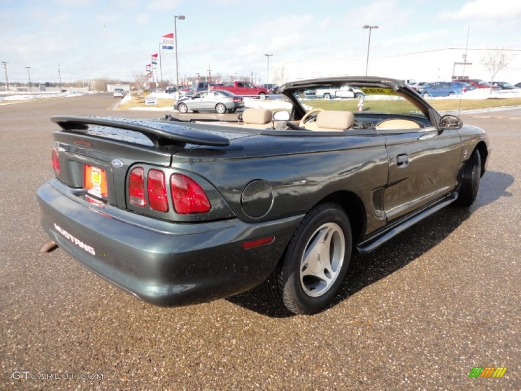 1998 Mustang V6 Coupe - Dark Green Satin Metallic / Saddle photo #3