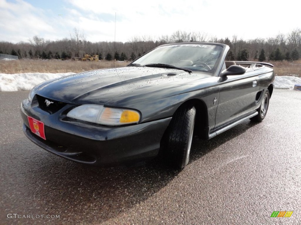 1998 Mustang V6 Coupe - Dark Green Satin Metallic / Saddle photo #11